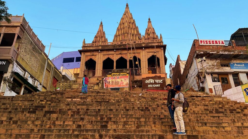 Assi Ghat Well known for practicing yoga and to watch sunrises as well in varanasi