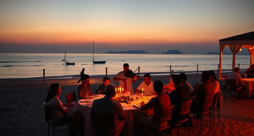 Beachfront New Year celebration in Andaman Islands.