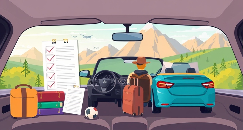 icons representing car rentals for road trips 