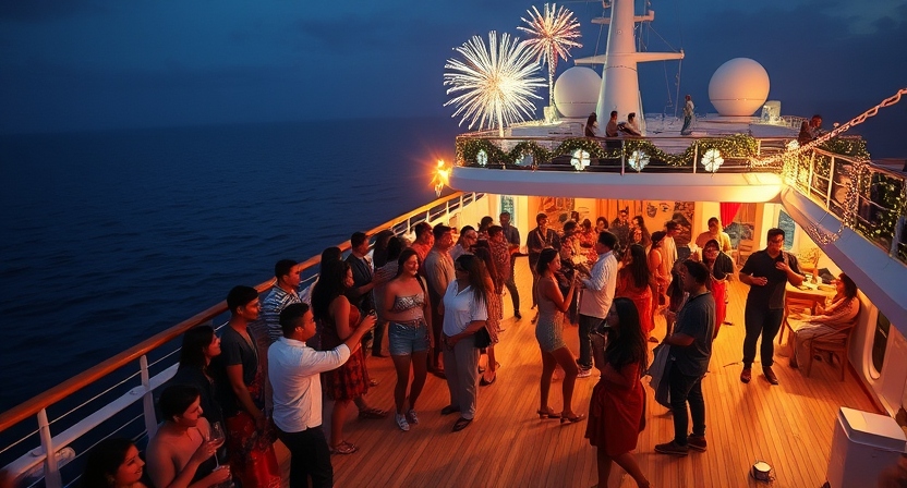 Luxury New Year cruise party in India.